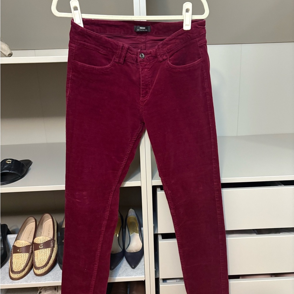 Mexx Women's Burgundy Skinny Corduroy Pants, 8